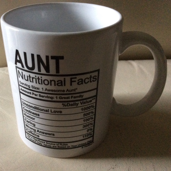 Aunt Nutritional Facts Label Coffee Mug Tea Cup - Picture 1 of 4